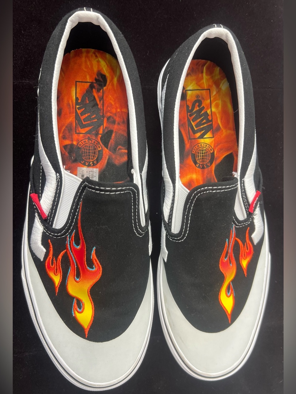 Vans A$AP Rocky x Classic Slip On Worldwide Pack-Black Flame’ Men’s Size 12 NWOT